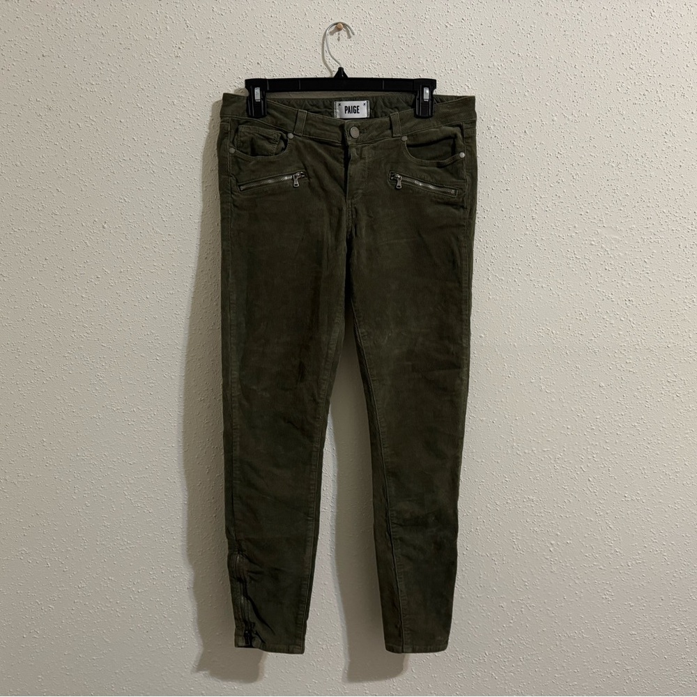 PAIGE Jane Zip Crop Corduroy Skinny Jeans - Riverbed - Size 29